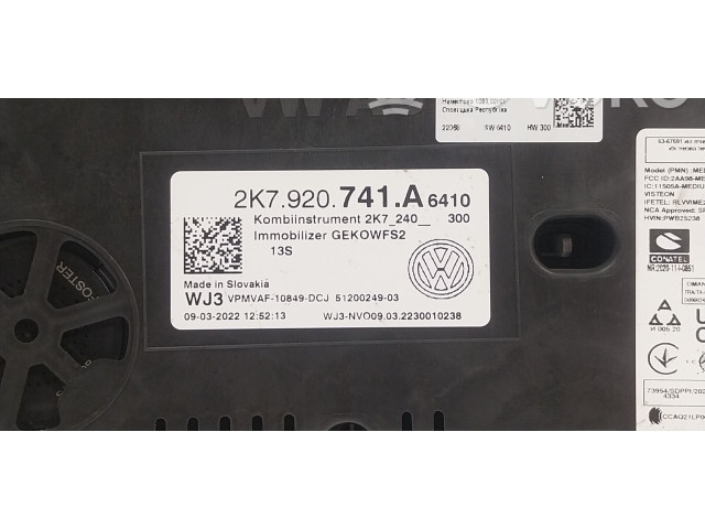 Přístrojová deska Volkswagen Caddy 2022 2K7920741A, 2K7920741A