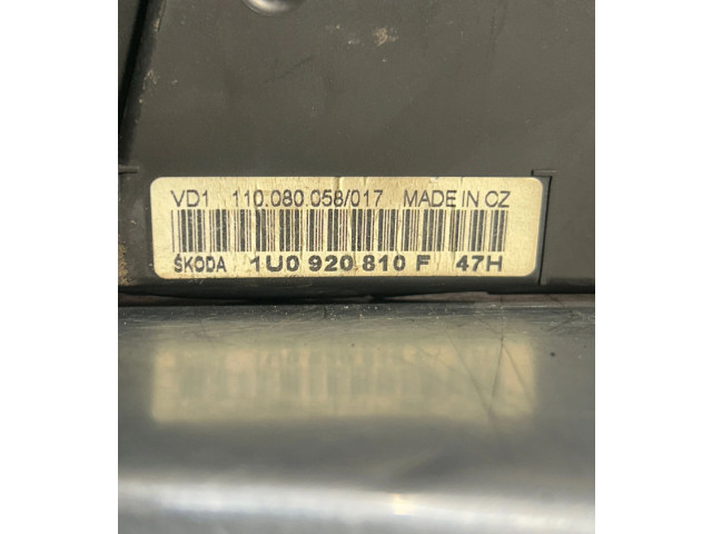 Панель приборов 1U0920810F, 110080058017 Skoda Octavia Mk2 (1Z)