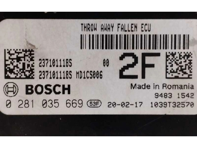 Řídící jednotka 237101118S, 0281035669 Nissan Qashqai 2020