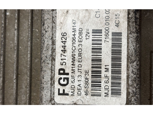 Блок управления двигателя 51744426, 7160001002 Fiat Idea