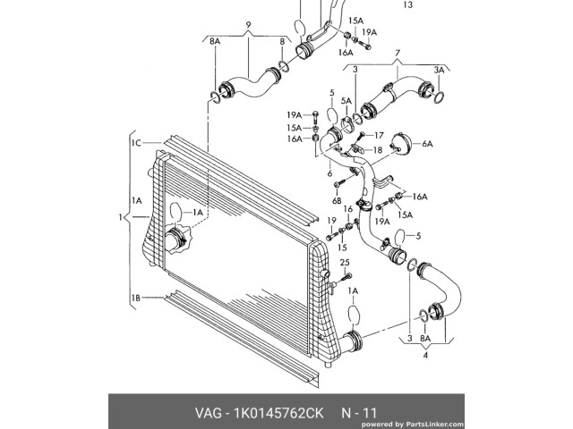 Интеркулер  1K0145762CK   Volkswagen PASSAT B6 