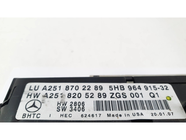 Блок управления климат-контролем A2518702289, A2518205289   Mercedes-Benz ML W164