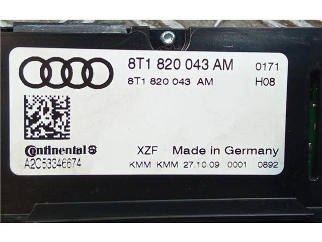 Блок управления климат-контролем 8T1820043AM, 8T1820043AM   Audi Q5 SQ5