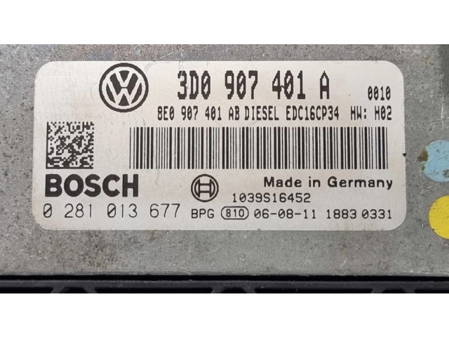 Блок управления двигателя 3D0907401A, 0281013677 Volkswagen Phaeton
