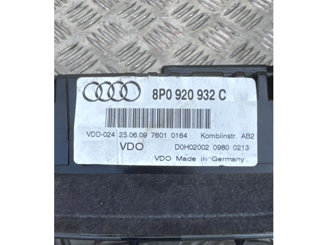 Спидометр (приборный щиток) 8P0920932C, D0H02002 Audi A3 S3 A3 Sportback 8P