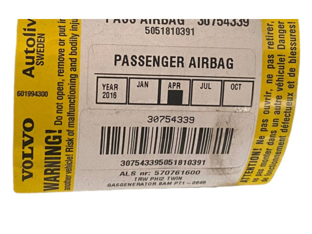 Подушка безопасности пассажира 30754339, 570761600 Volvo S80