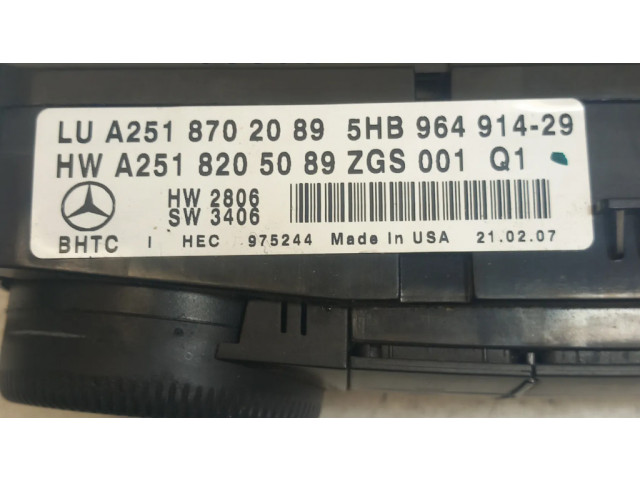 Блок управления климат-контролем A2518702089, 2518702089   Mercedes-Benz ML W164