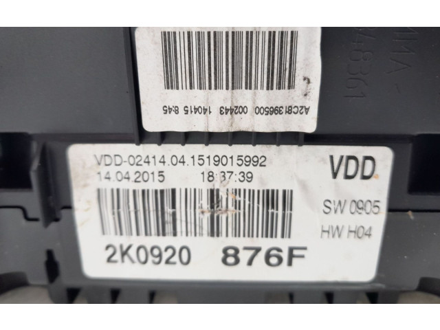 Přístrojová deska Volkswagen Caddy 2015 2K0920876F, 175796