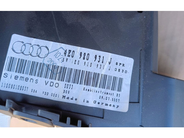 Přístrojová deska Audi A8 S8 D3 4E 2008 4E0920931J, 2008R