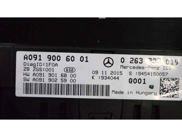 Панель приборов 0263733019, A0919006001 Infiniti Q30