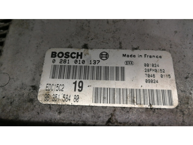Блок управления двигателя 0281010137, 9635158480 Citroen Xsara Picasso