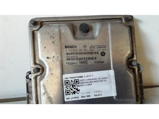 Блок управления двигателя P56041700BE, 0281010291   Jeep Cherokee III KJ