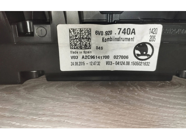 Панель приборов 6V0920740A, A2C96141700 Skoda Fabia Mk3 (NJ)