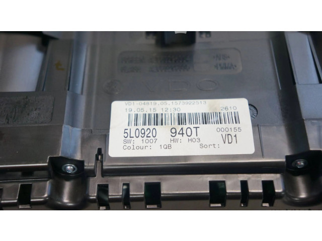 Панель приборов 5L0920940T   Skoda Yeti (5L)       