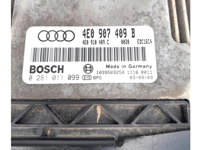 Блок управления двигателем Блок управления 4E0907409B Audi A8 S8 D3 4E