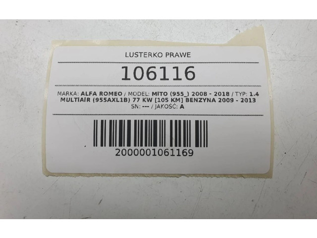 Zpětné zrcátko Alfa Romeo Mito 2011