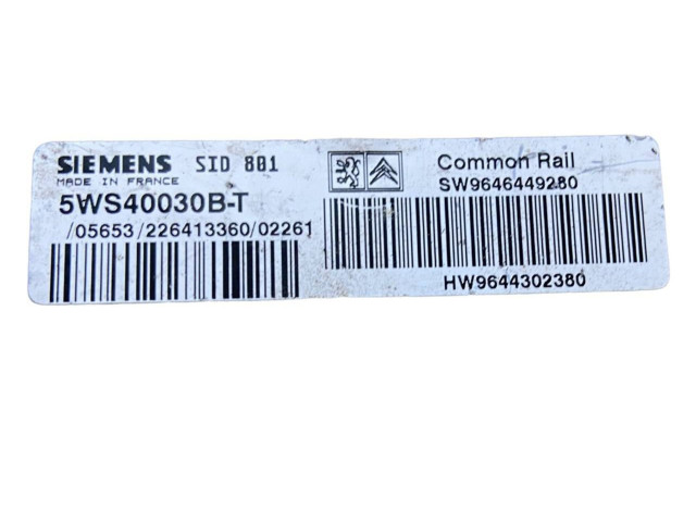 Řídící jednotka SW9646449280, 5WS40030BT Peugeot 307 2005