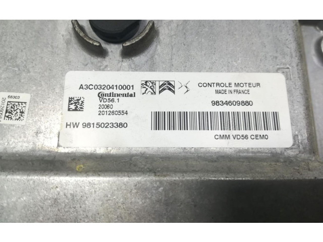 Блок управления двигателем Блок управления 9834609880   Peugeot 2008 I