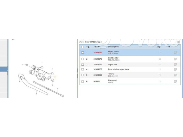 Моторчик заднего дворника 0390201256, 31349380    Volvo XC90