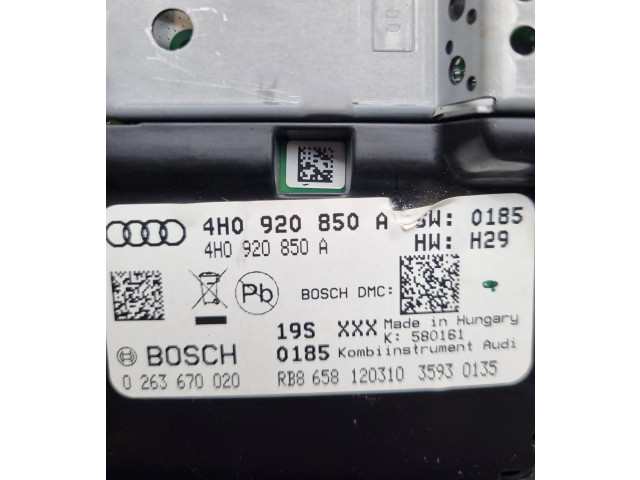 Přístrojová deska  Audi A8 S8 D4 4H 2010 4H0920850A, 0263670020  