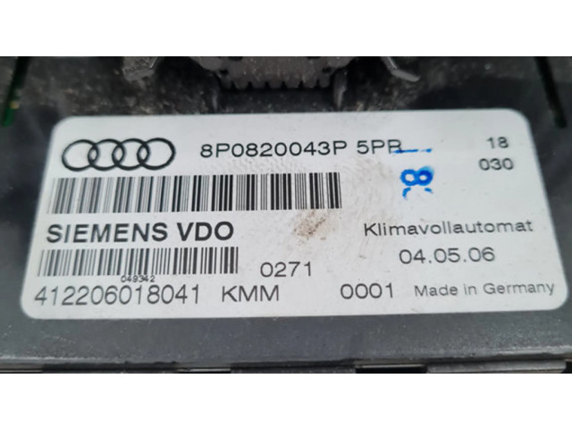 Блок управления климат-контролем 8P0820043P   Audi A3 S3 A3 Sportback 8P