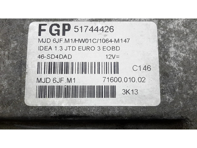 Блок управления двигателя fgp51744426 Fiat Idea