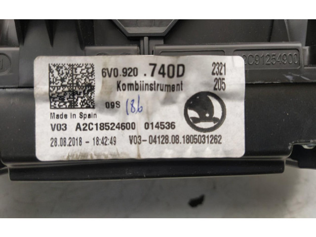 Панель приборов 6V0920740D   Skoda Fabia Mk3 (NJ)       