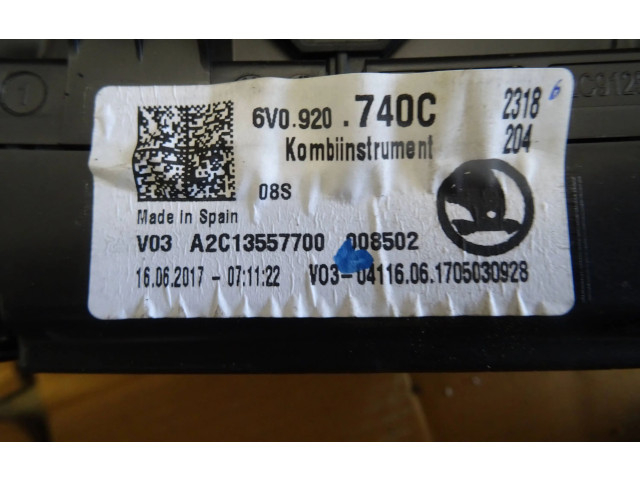 Панель приборов 6V0920740C, 008502   Skoda Fabia Mk3 (NJ)       