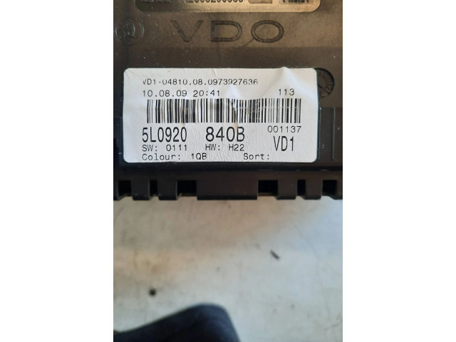 Панель приборов 5L0920840B, 0973927636 Skoda Yeti (5L)