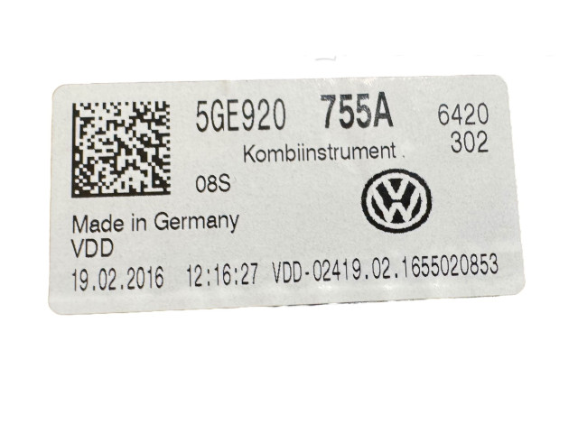 Панель приборов 5GE920755A, VDD0241902 Volkswagen e-Golf