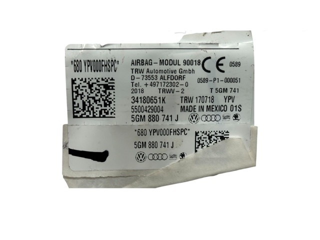Боковая подушка безопасности 5GM880741J, 34180651K Volkswagen e-Golf