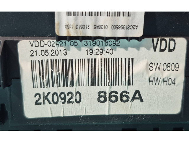 Přístrojová deska  Volkswagen Caddy 2013 2K0920866A, 1319016092  