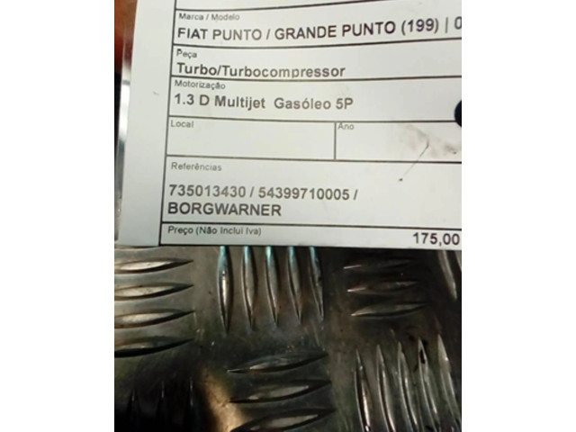 Турбина Fiat Grande Punto 73501343, KB710020542 для двигателя 199A2000