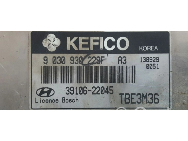 Блок управления двигателя 3910622045, 9030930229F Hyundai Getz