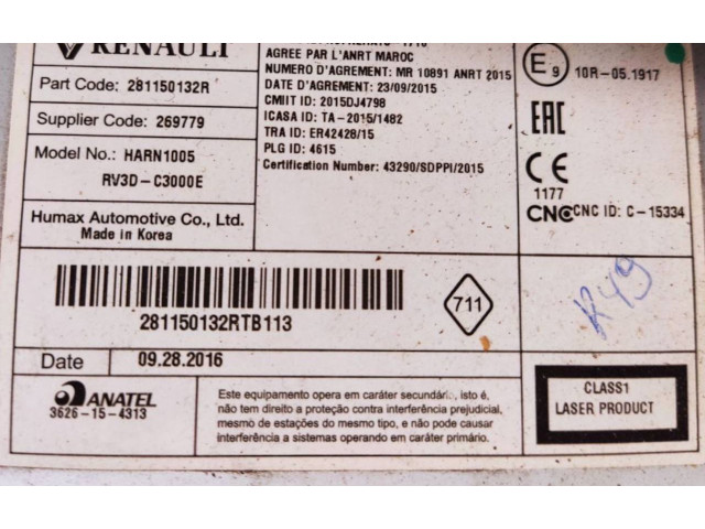 Радио/ проигрыватель CD/DVD / навигация 281150132R Dacia Dokker