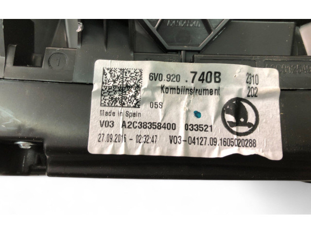 Панель приборов 6V0920740B   Skoda Fabia Mk3 (NJ)       