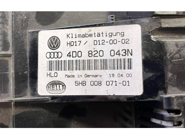 Блок управления климат-контролем 4D0820043N, 5HB00807101 Audi A6 S6 C5 4B