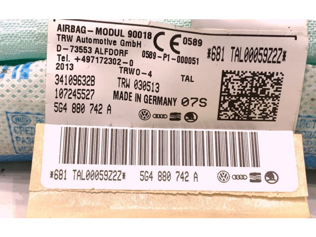 Боковая подушка безопасности 5G4880742A Volkswagen Golf VII