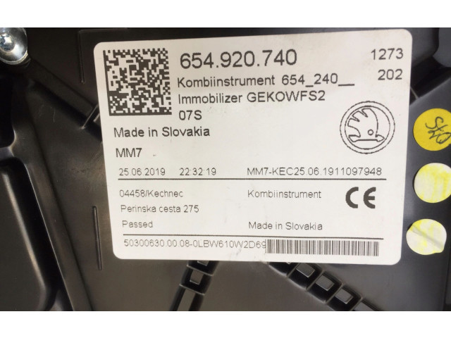 Панель приборов 654920740   Skoda Scala       