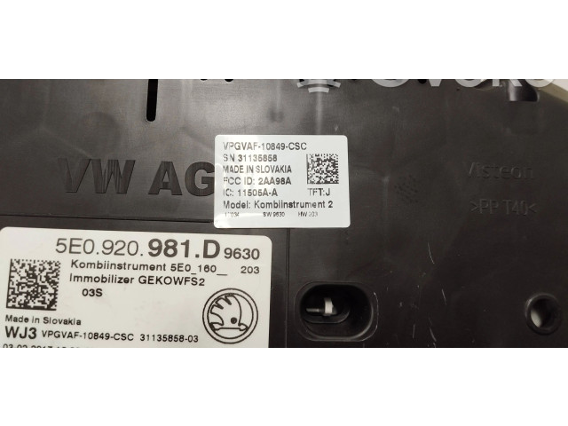 Панель приборов 5e0920981d   Skoda Octavia Mk3 (5E)       