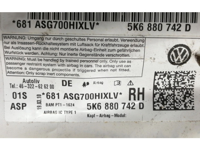 Подушка безопасности двери 5K6880742D, 681ASG700HIXLV Volkswagen Golf SportWagen