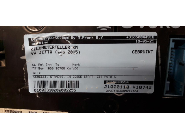 Панель приборов 5c6920955a Volkswagen Jetta USA