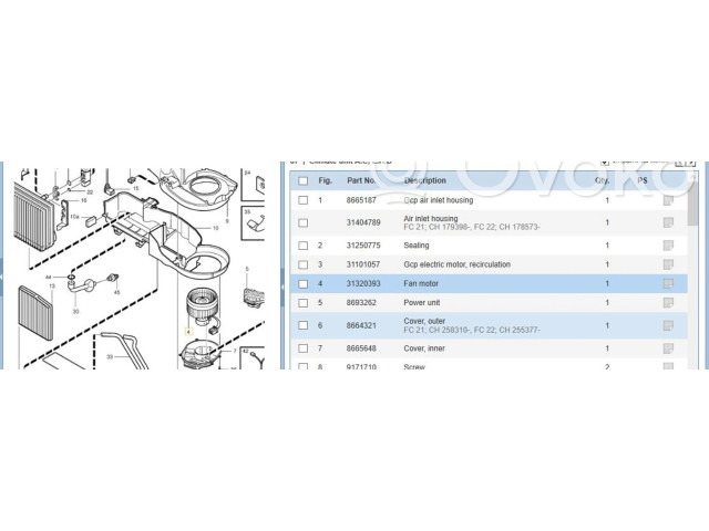 Вентилятор печки    31320393, 9171479   Volvo V70