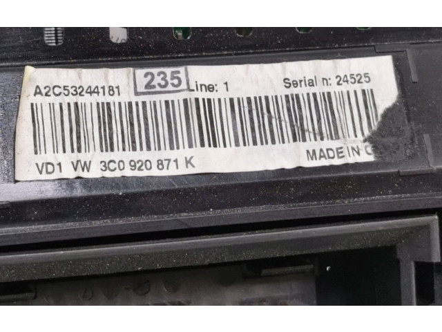 Přístrojová deska Volkswagen PASSAT B6 2008 3C0920871K, A2C53194181