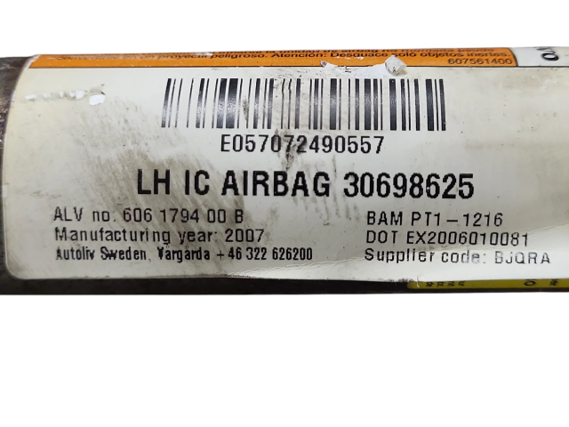 Боковая подушка безопасности 30698625, 606179400B   Volvo V50