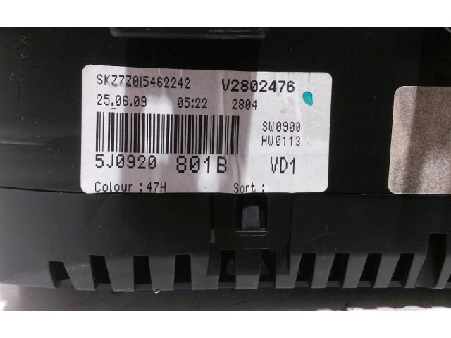 Панель приборов 5J0920801B, 5J0920801B Skoda Fabia Mk2 (5J)