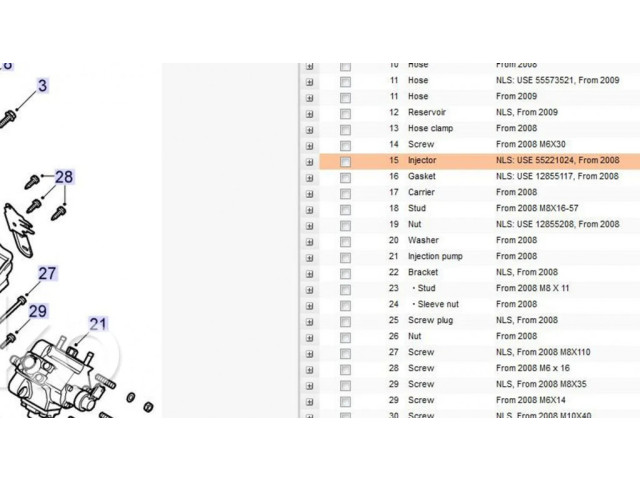 Форсунка 93191395, 55221024 Saab 9-3 Ver2 для дизельного двигателя Z 19 DTR 1.9