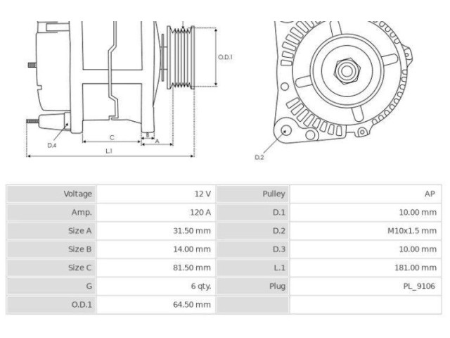 Генератор CA1141, 0123515012 Audi A6 S6 C4 4A