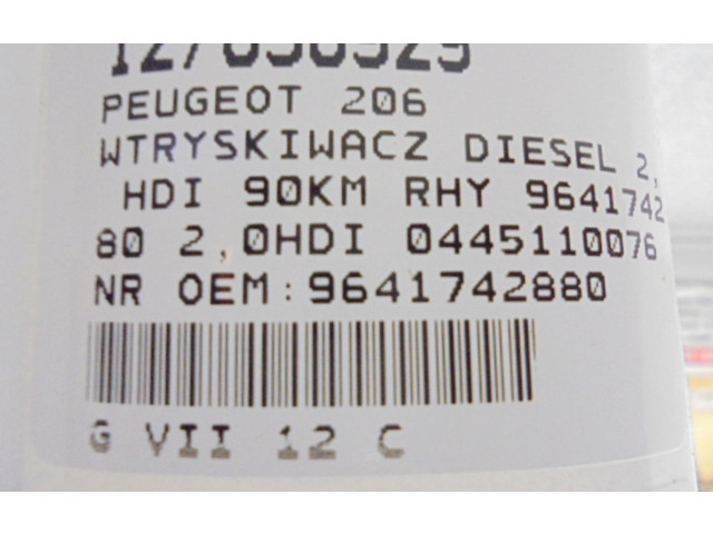 Vstřikovač 9641742880, 9641742880 Peugeot 206 CC