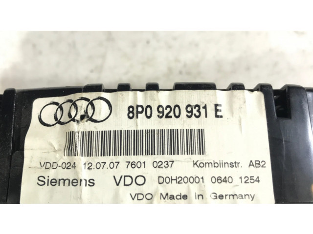 Přístrojová deska Audi A3 S3 8P 2005 8P0920931E, 81071521
